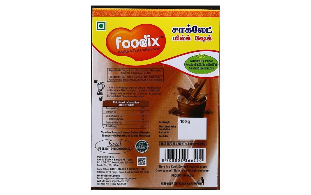 Foodix Instant Chocolate Mixshake Mix   Box  100 grams
